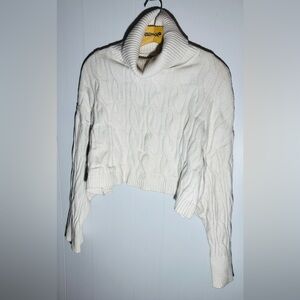 Cream Cable Knit Turtleneck crop top Sweater